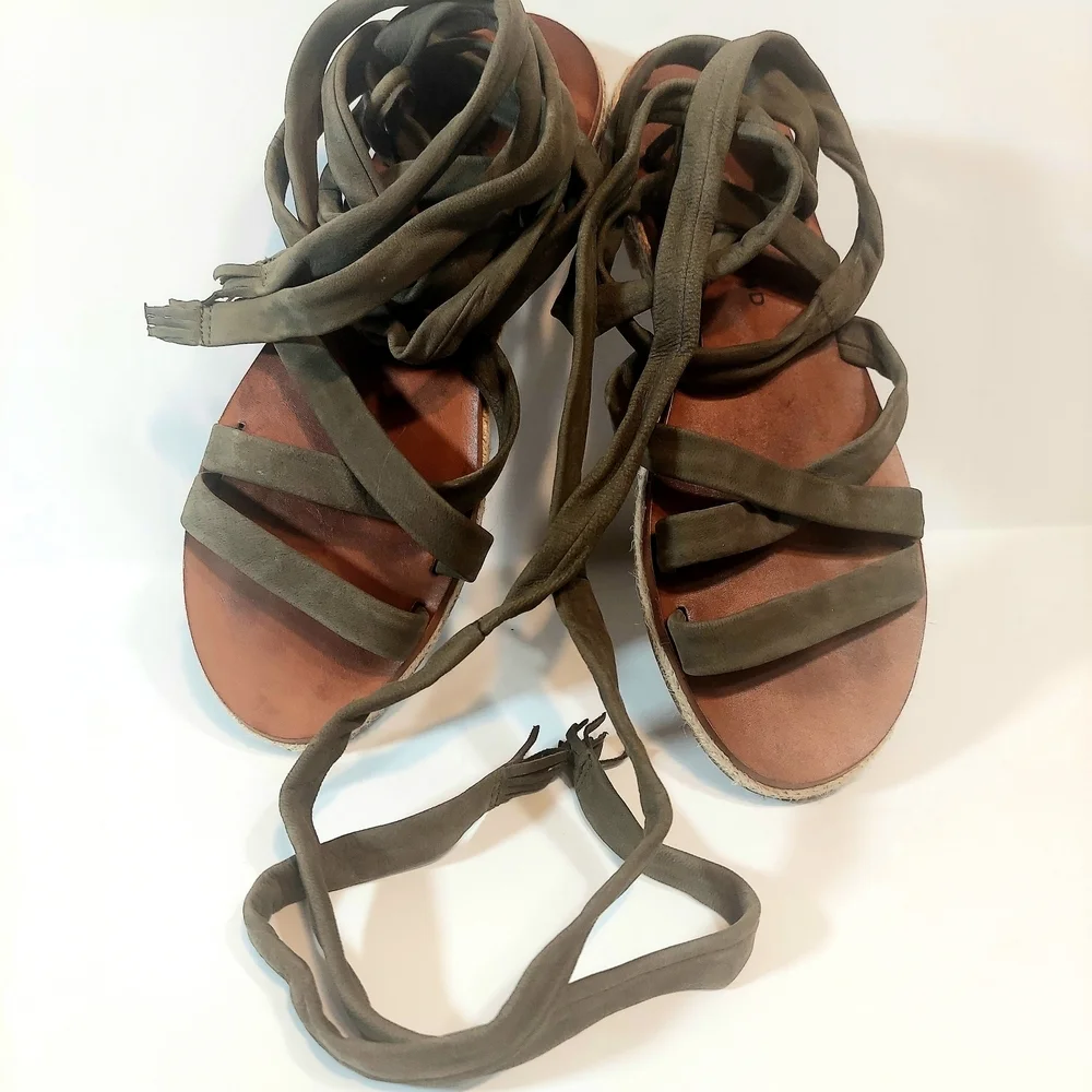 Women's Lucky Brand Olive Wrap Espadrille Sandals Size 7